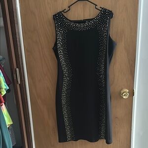 Chic Black Dress with Gold Studs